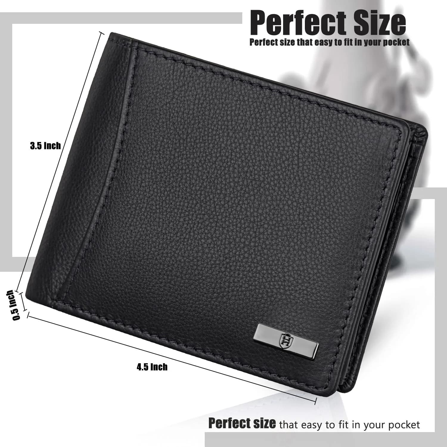 HORNBULL Men's Leather Bifold Wallet and Belt Combo Gift Set | Black | 114mm x 13mm x 94mm - view 7