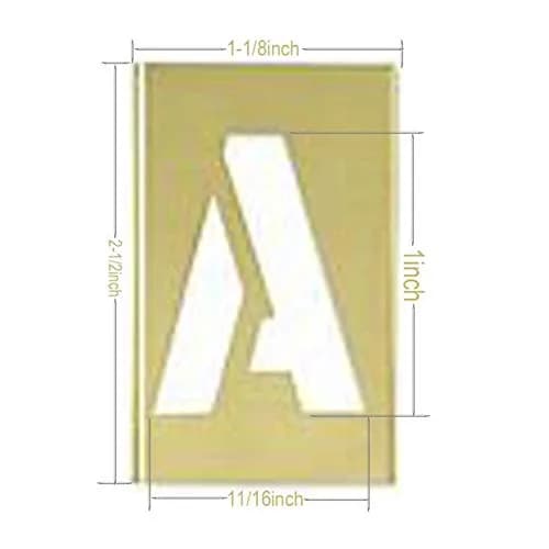 Deezio Brass Interlocking Stencil Set 1" Character Height (26 Letters, 10 Numbers, Punctuation) | Durable & Solvent Resistant thumbnail 2