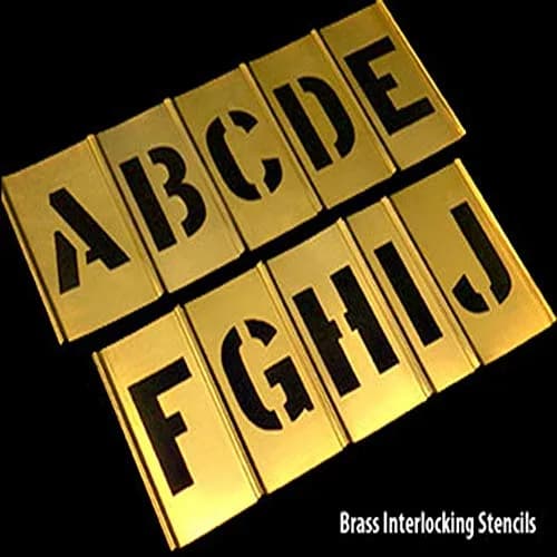 Deezio Brass Interlocking Stencil Set 1" Character Height (26 Letters, 10 Numbers, Punctuation) | Durable & Solvent Resistant thumbnail 3