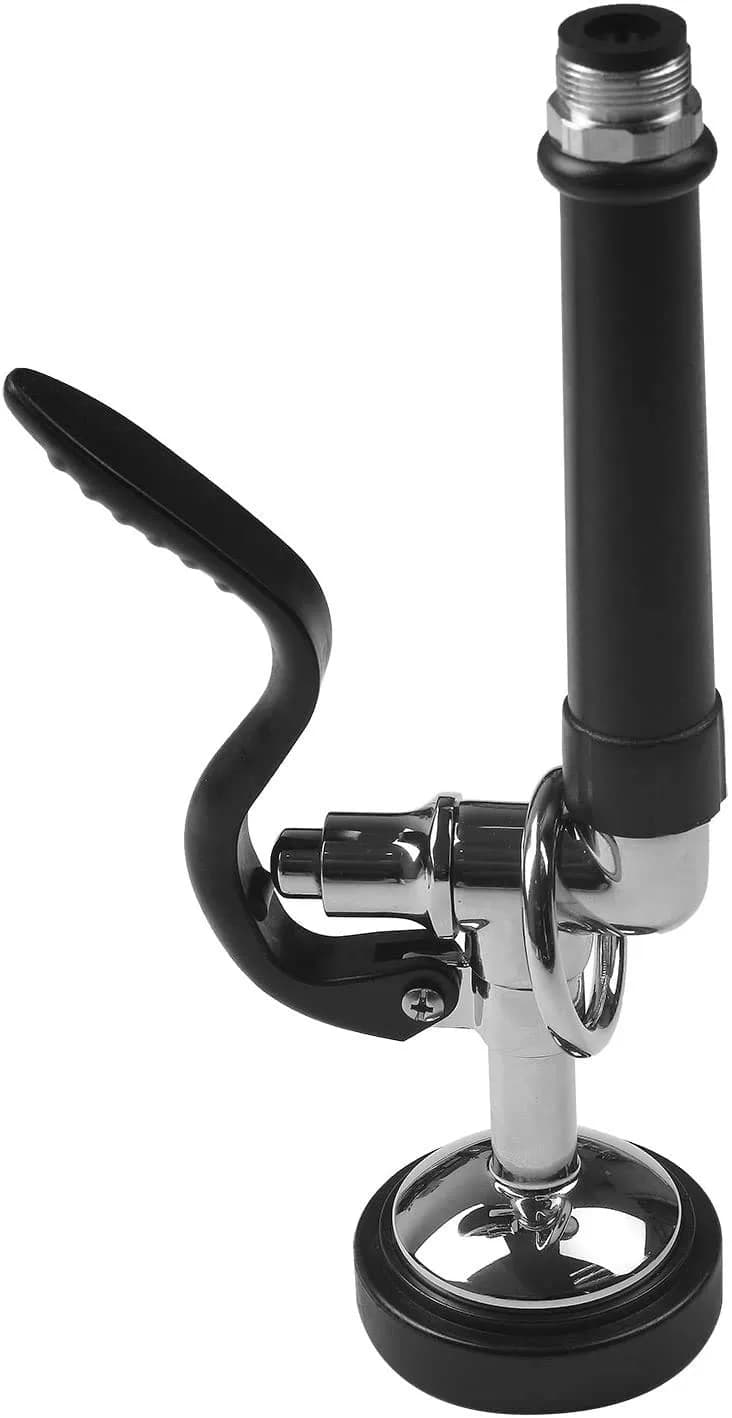 JZBRAIN Commercial Sink Sprayer Pre Rinse Spray Valve 1.42 GPM | High Pressure Dishwash Nozzle with Handle, Chrome Polished (Black)