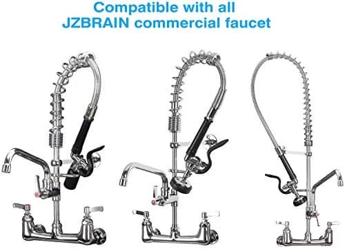 JZBRAIN Commercial Sink Sprayer Pre Rinse Spray Valve 1.42 GPM | High Pressure Dishwash Nozzle with Handle, Chrome Polished (Black) thumbnail 3