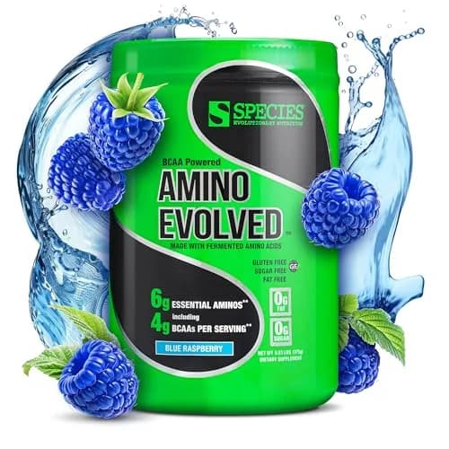 Species Nutrition BCAA & EAA Amino Acids Powder, Blue Raspberry, 30 Servings | Supports Muscle Growth & Recovery thumbnail 1