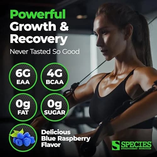 Species Nutrition BCAA & EAA Amino Acids Powder, Blue Raspberry, 30 Servings | Supports Muscle Growth & Recovery thumbnail 2