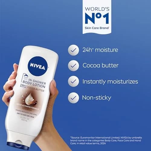 NIVEA Nourishing In Shower Body Lotion Cocoa Butter 405ml (13.5 Fl Oz) Pack of 3 | Moisturizes Instantly for Dry Skin thumbnail 2
