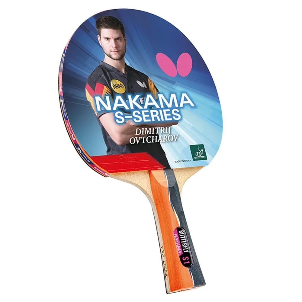 Butterfly Nakama S-1 Table Tennis Racket – Professional ITTF Approved Ping Pong Paddle with Sriver Rubber & Carbon Layers | 2-Pack - main product image
