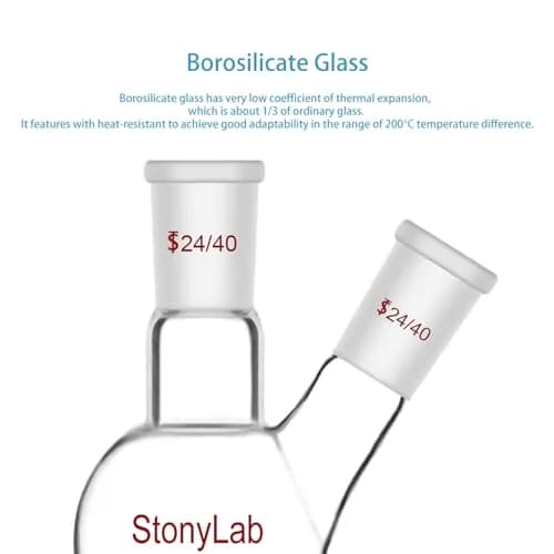 StonyLab Glass Heavy Wall 2 Neck Round Bottom Flask 100 ml | Borosilicate Lab Flask for Chemical Reactions thumbnail 4