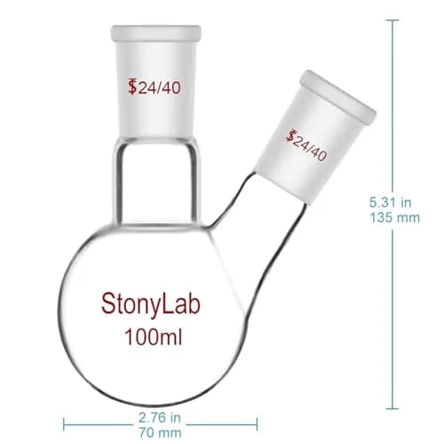 StonyLab Glass Heavy Wall 2 Neck Round Bottom Flask 100 ml | Borosilicate Lab Flask for Chemical Reactions thumbnail 3