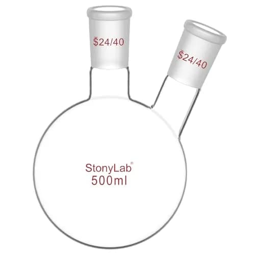 StonyLab Glass Heavy Wall 2 Neck Round Bottom Flask 500ml | Borosilicate Labware for Chemical Experiments thumbnail 1