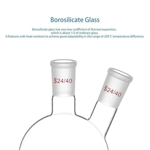 StonyLab Glass Heavy Wall 2 Neck Round Bottom Flask 500ml | Borosilicate Labware for Chemical Experiments thumbnail 4