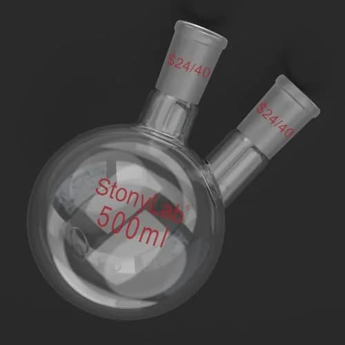 StonyLab Glass Heavy Wall 2 Neck Round Bottom Flask 500ml | Borosilicate Labware for Chemical Experiments thumbnail 6