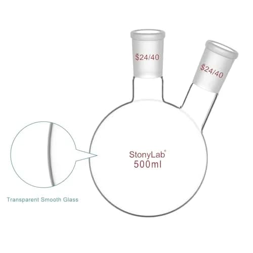 StonyLab Glass Heavy Wall 2 Neck Round Bottom Flask 500ml | Borosilicate Labware for Chemical Experiments thumbnail 3