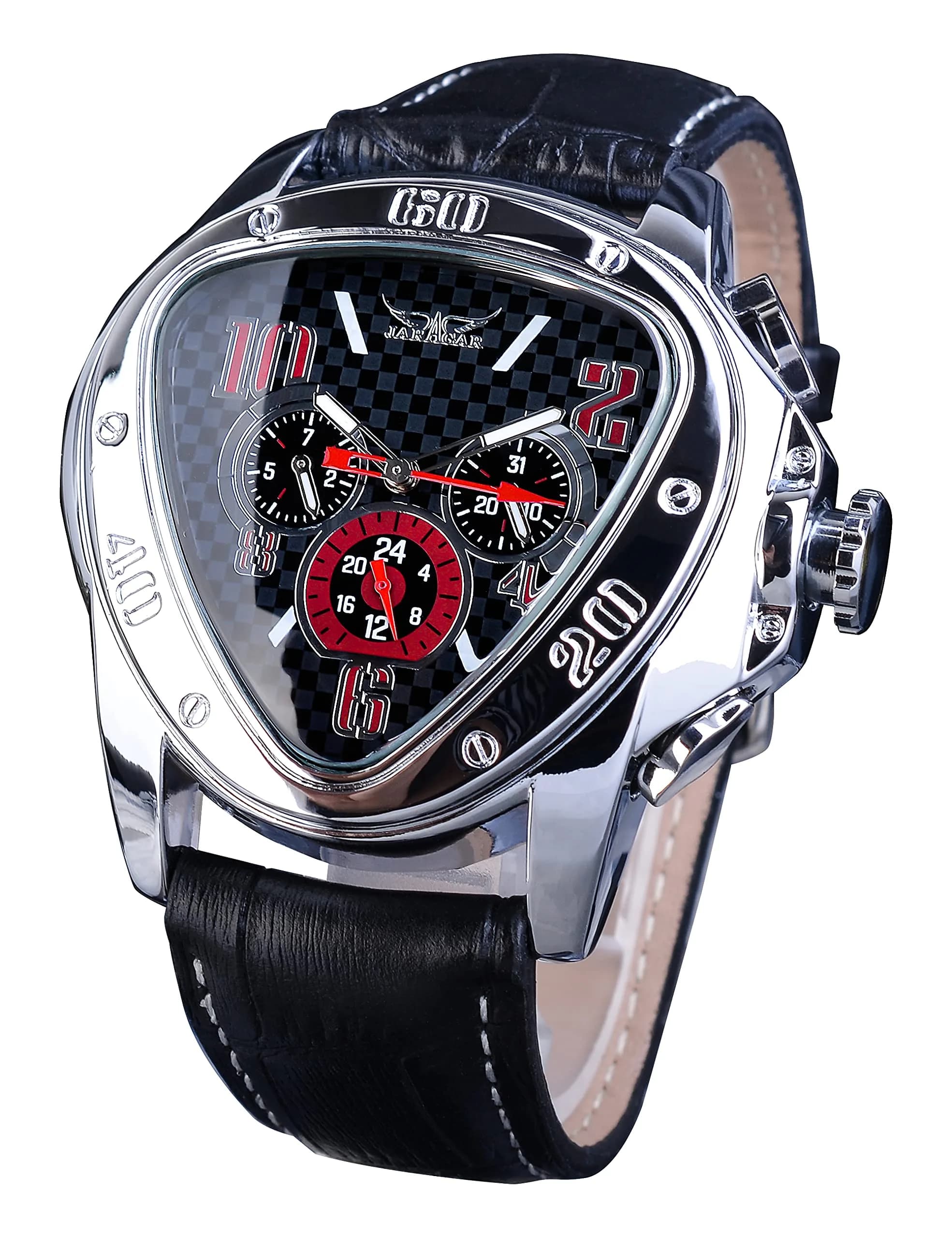 FORSINING Jaragar Automatic Mechanical Watch for Men | 45mm Stainless Steel Case, Genuine Leather Strap, 30M Water Resistance - main product image