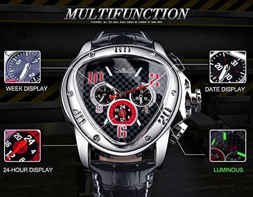 FORSINING Jaragar Automatic Mechanical Watch for Men | 45mm Stainless Steel Case, Genuine Leather Strap, 30M Water Resistance thumbnail 4