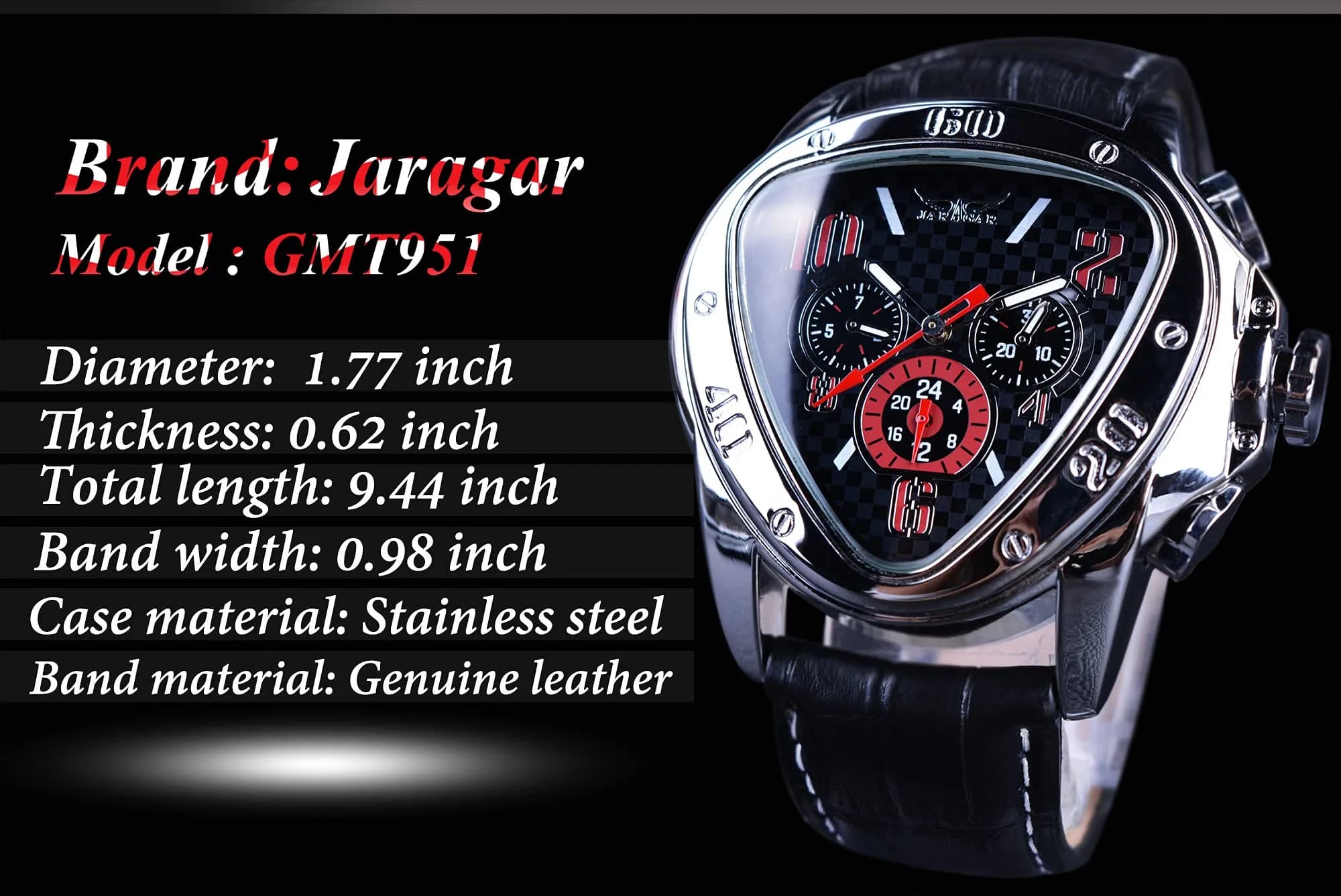 FORSINING Jaragar Automatic Mechanical Watch for Men | 45mm Stainless Steel Case, Genuine Leather Strap, 30M Water Resistance - view 7