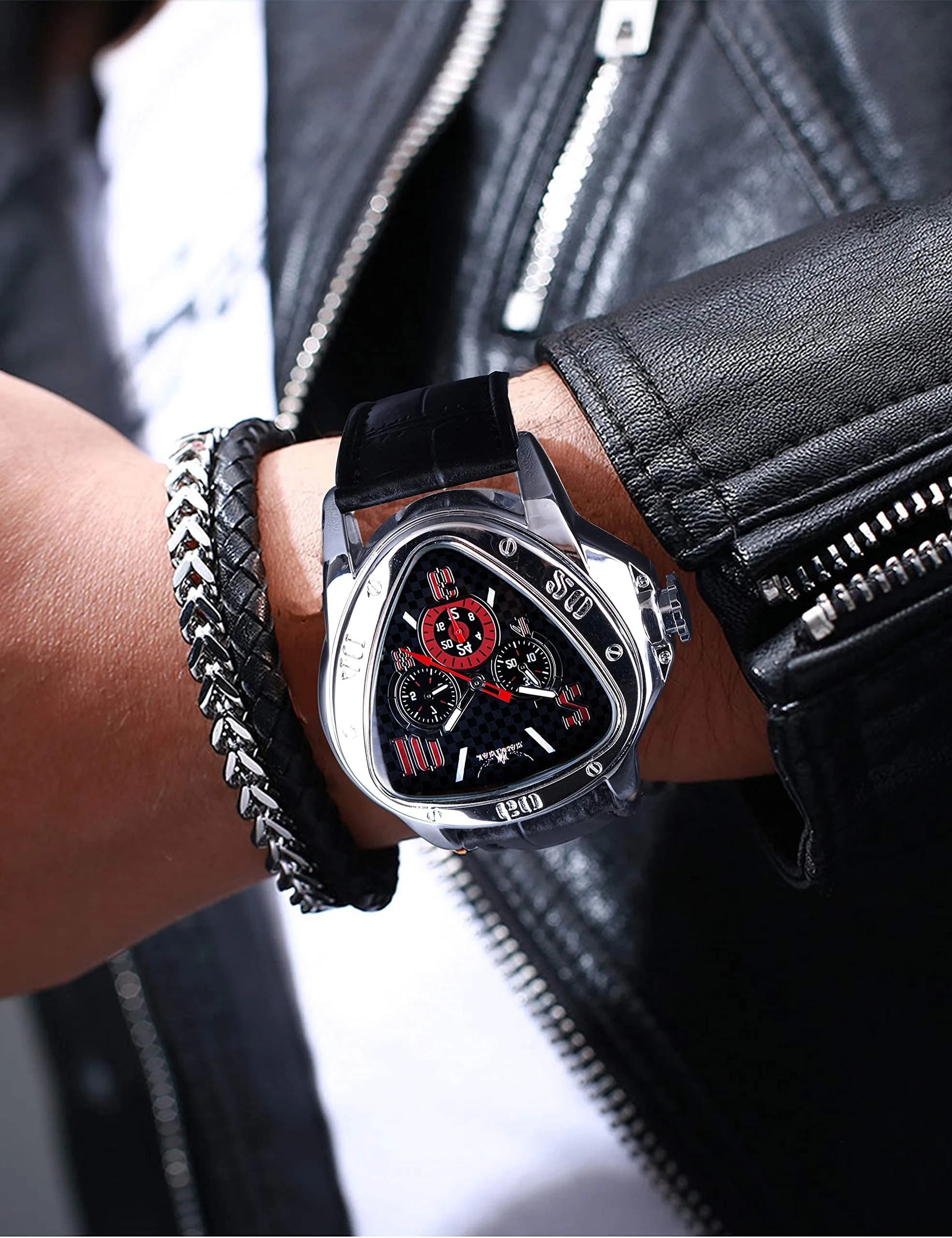FORSINING Jaragar Automatic Mechanical Watch for Men | 45mm Stainless Steel Case, Genuine Leather Strap, 30M Water Resistance - view 3