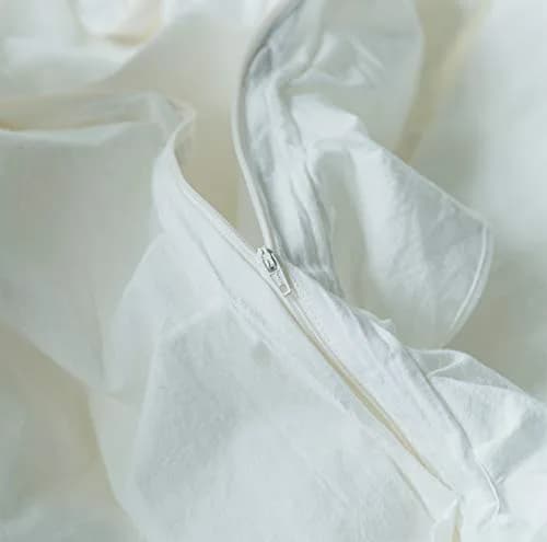 SUSYBAO White Vintage Ruffle Duvet Cover Queen 100% Washed Cotton | Farmhouse Shabby Chic Bedding thumbnail 5