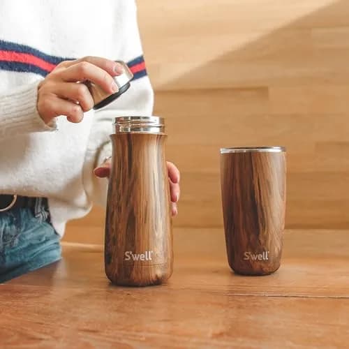 S'well Stainless Steel Traveler 16 Fl Oz Teakwood | Keeps Drinks Cold 24H & Hot 12H, BPA-Free thumbnail 5