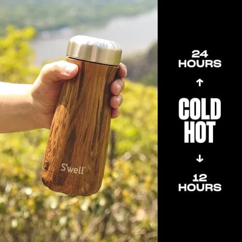 S'well Stainless Steel Traveler 16 Fl Oz Teakwood | Keeps Drinks Cold 24H & Hot 12H, BPA-Free thumbnail 2