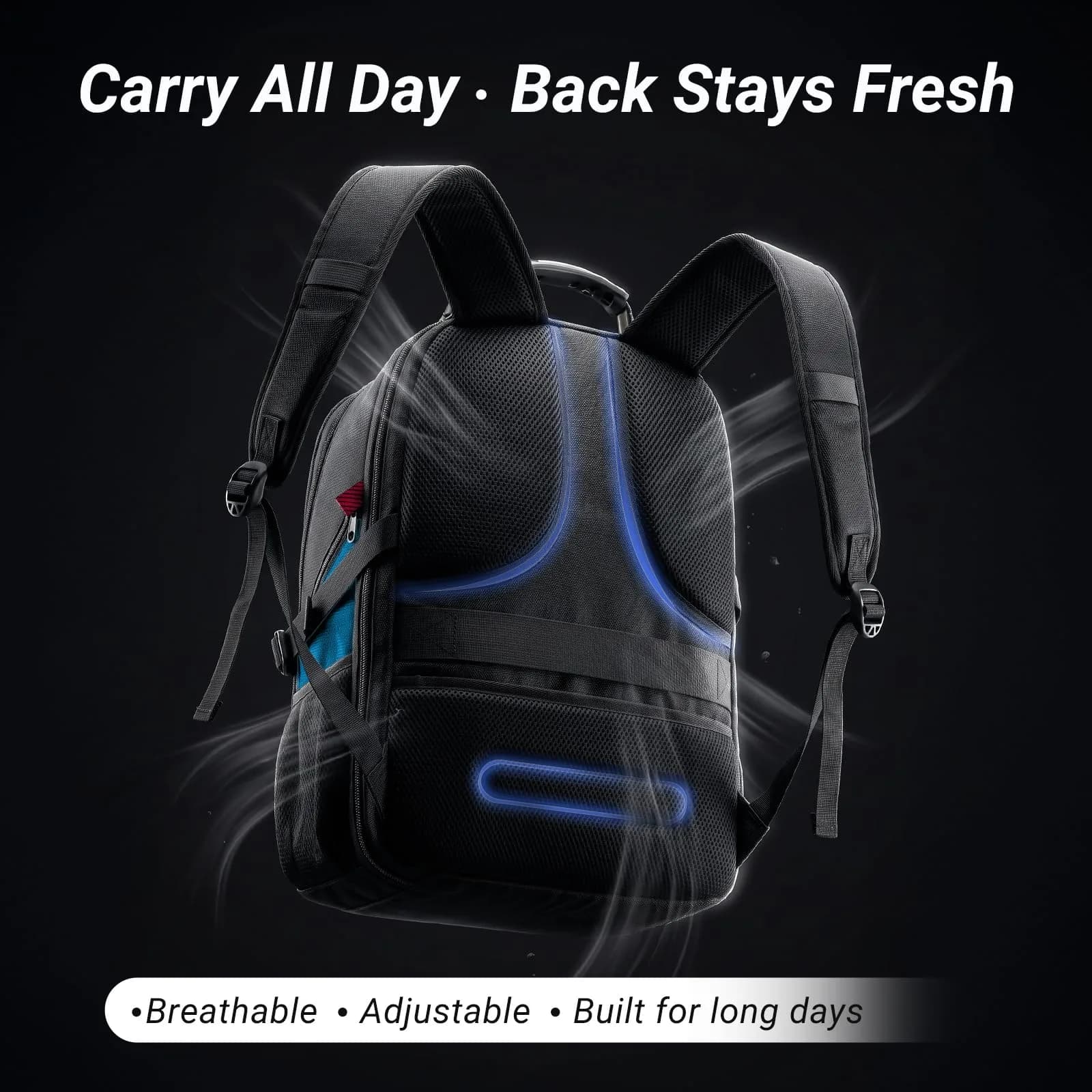 YOREPEK Large Laptop Backpack for Men, Heavy Duty Travel Backpack 49cm (19.3") | TSA Approved Carry-On - view 7