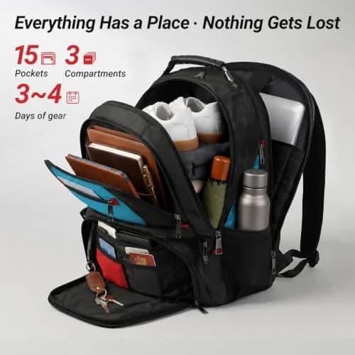 YOREPEK Large Laptop Backpack for Men, Heavy Duty Travel Backpack 49cm (19.3") | TSA Approved Carry-On thumbnail 3