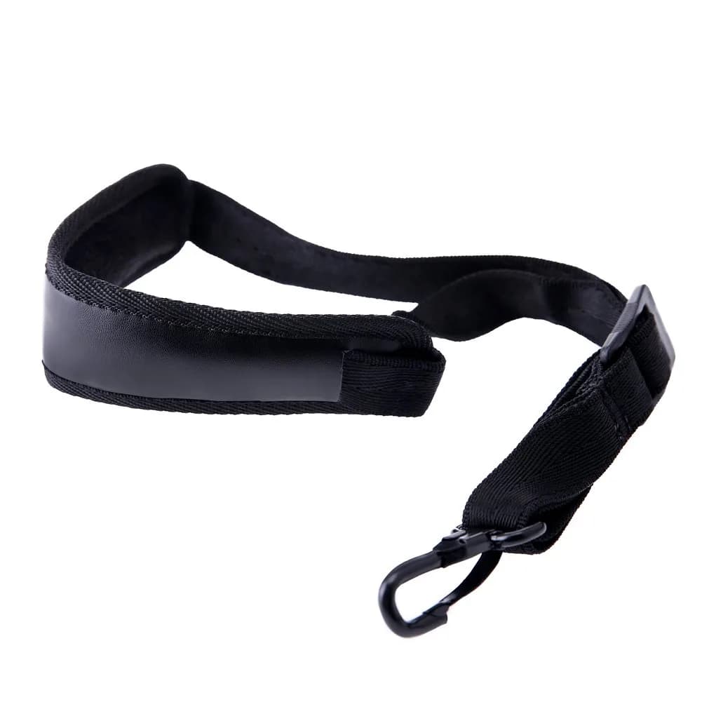 Yinama Saxophone Neck Strap Soft Sax Leather Padded for Alto Tenor Baritone Soprano | Adjustable 17"-21" with Rubber-Covered Metal Hook — Black