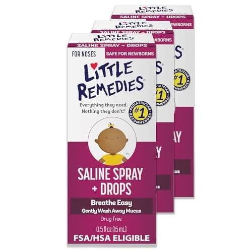 Little Remedies Sterile Baby Saline Nasal Spray and Drops 15ml (0.5 Fl Oz) | Safe for Newborns, Drug-Free Relief — 0.5 Fl Oz / Saline Spray/Drops