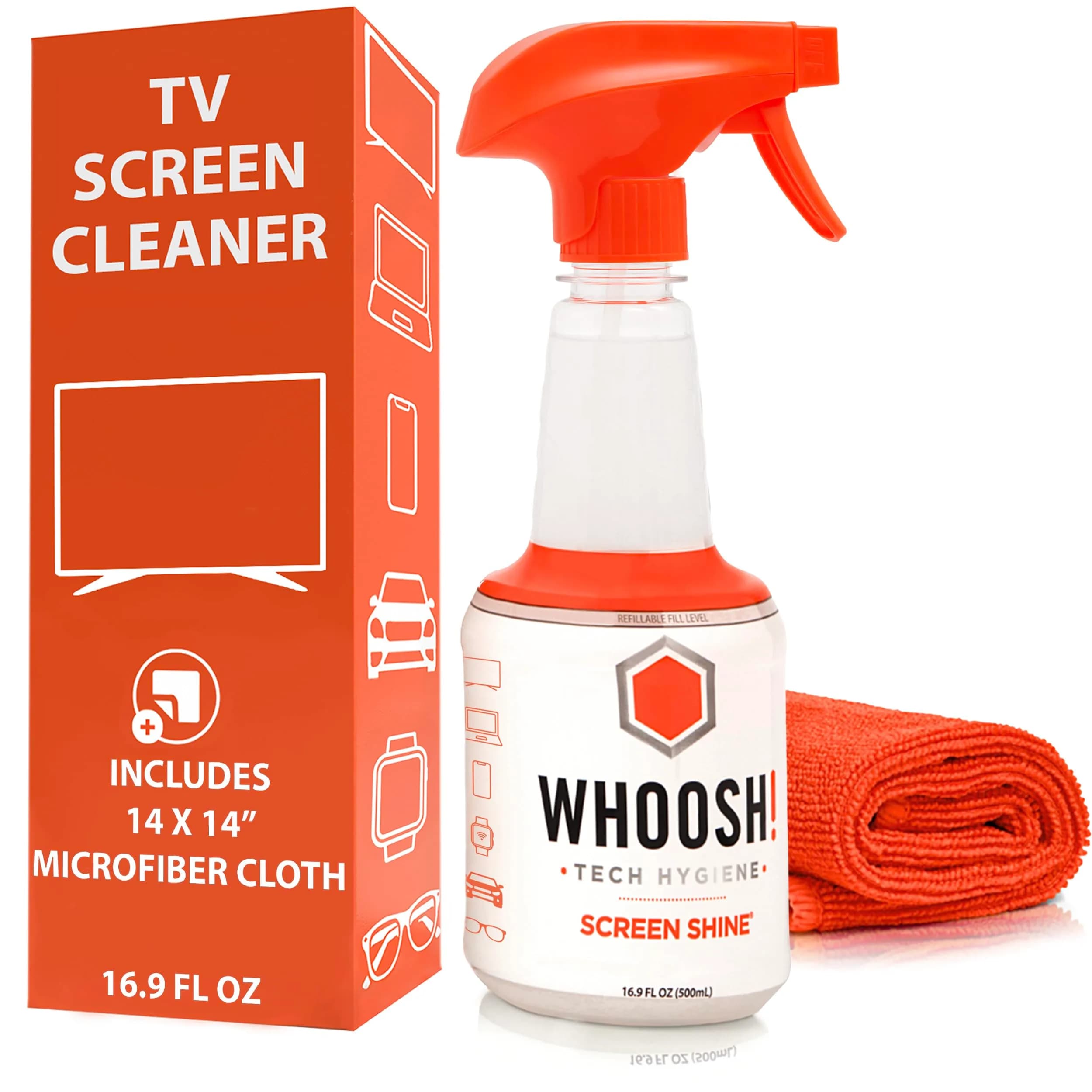 WHOOSH! Screen Shine Pro TV Screen Cleaner 500ml (16.9 Fl Oz) | Streak-Free Electronics Cleaning Kit - main product image