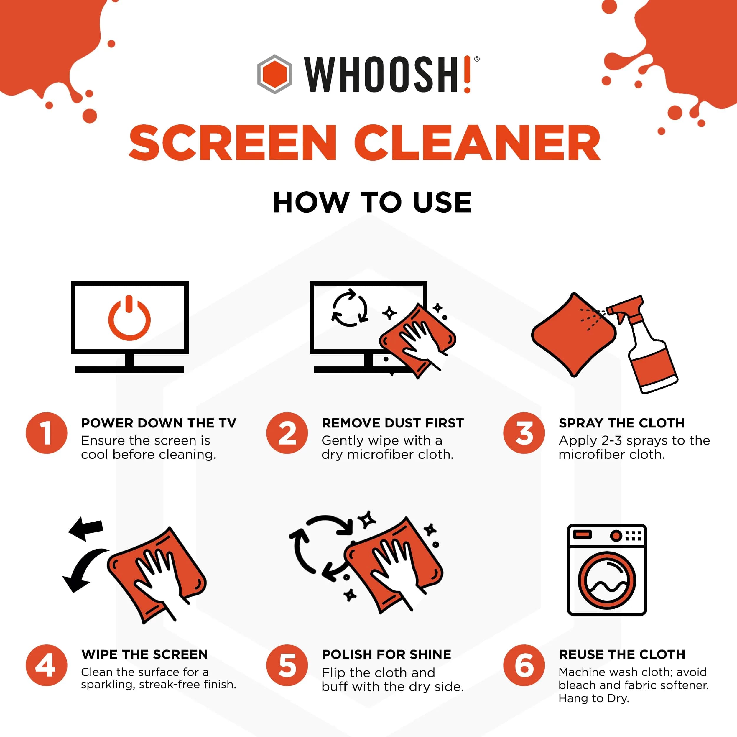 WHOOSH! Screen Shine Pro TV Screen Cleaner 500ml (16.9 Fl Oz) | Streak-Free Electronics Cleaning Kit - view 7