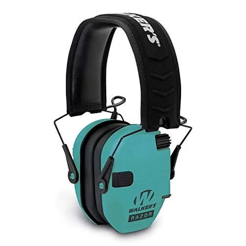Walker's Razor Slim Electronic Muff Light Teal | 23dB Noise Reduction, Amplifies Safe Sounds thumbnail 1