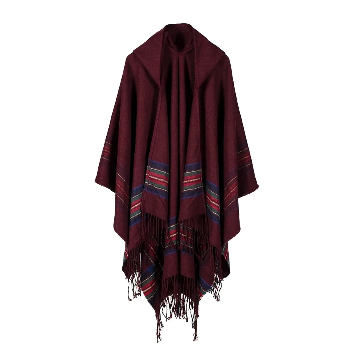 Bakerdani Poncho with Hood Pashmina Cardigans Blanket Shawls with Tassels | Oversized Winter Wrap for Women