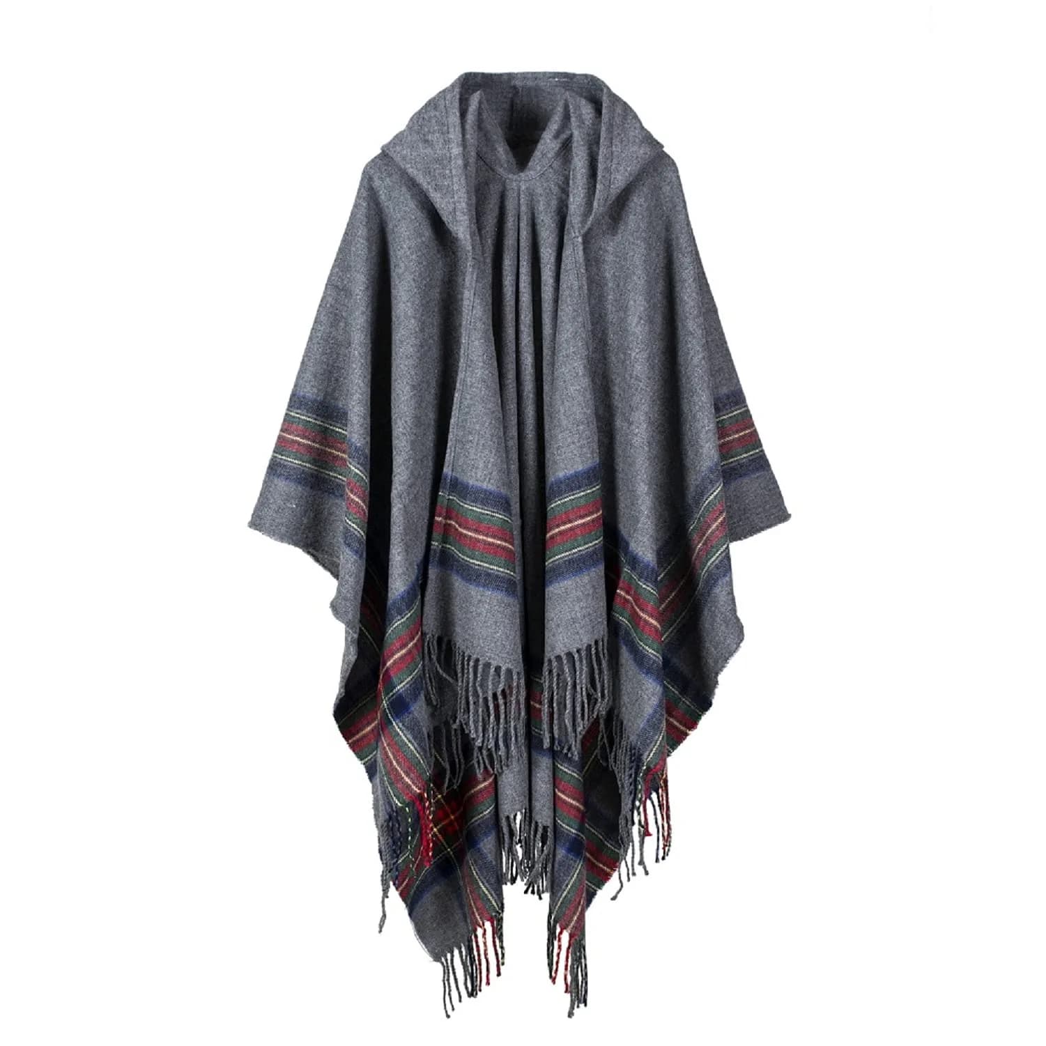 Bakerdani Poncho with Hood Pashmina Cardigans Blanket Shawls with Tassels | Oversized Wool Wrap for Women