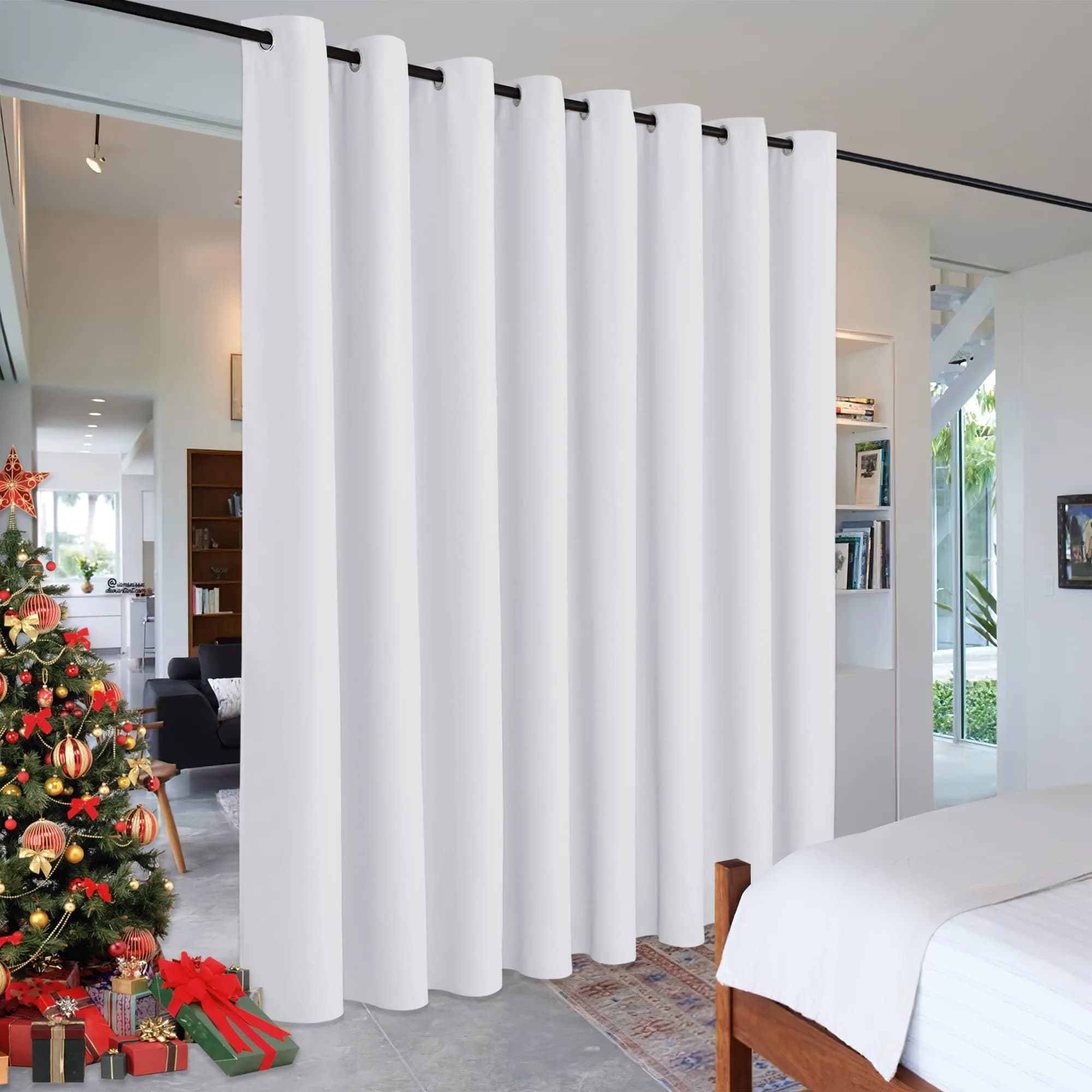 RYB HOME White Room Divider Curtain 180"W x 96"L | Heavy Duty Privacy Panel