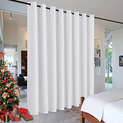 RYB HOME White Room Divider Curtain 180"W x 96"L | Heavy Duty Privacy Panel thumbnail 1