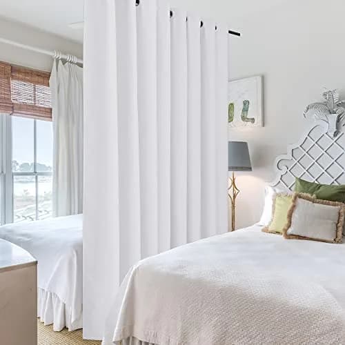 RYB HOME White Room Divider Curtain 180"W x 96"L | Heavy Duty Privacy Panel thumbnail 4