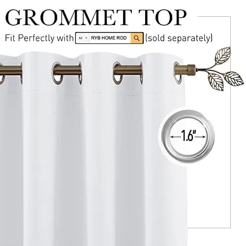 RYB HOME White Room Divider Curtain 180"W x 96"L | Heavy Duty Privacy Panel thumbnail 2