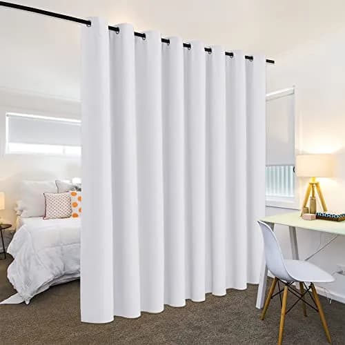 RYB HOME White Room Divider Curtain 180"W x 96"L | Heavy Duty Privacy Panel thumbnail 3