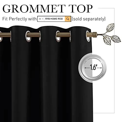 RYB HOME Blackout Room Divider Curtain Thermal Insulated | Energy-Saving, Easy Install thumbnail 2