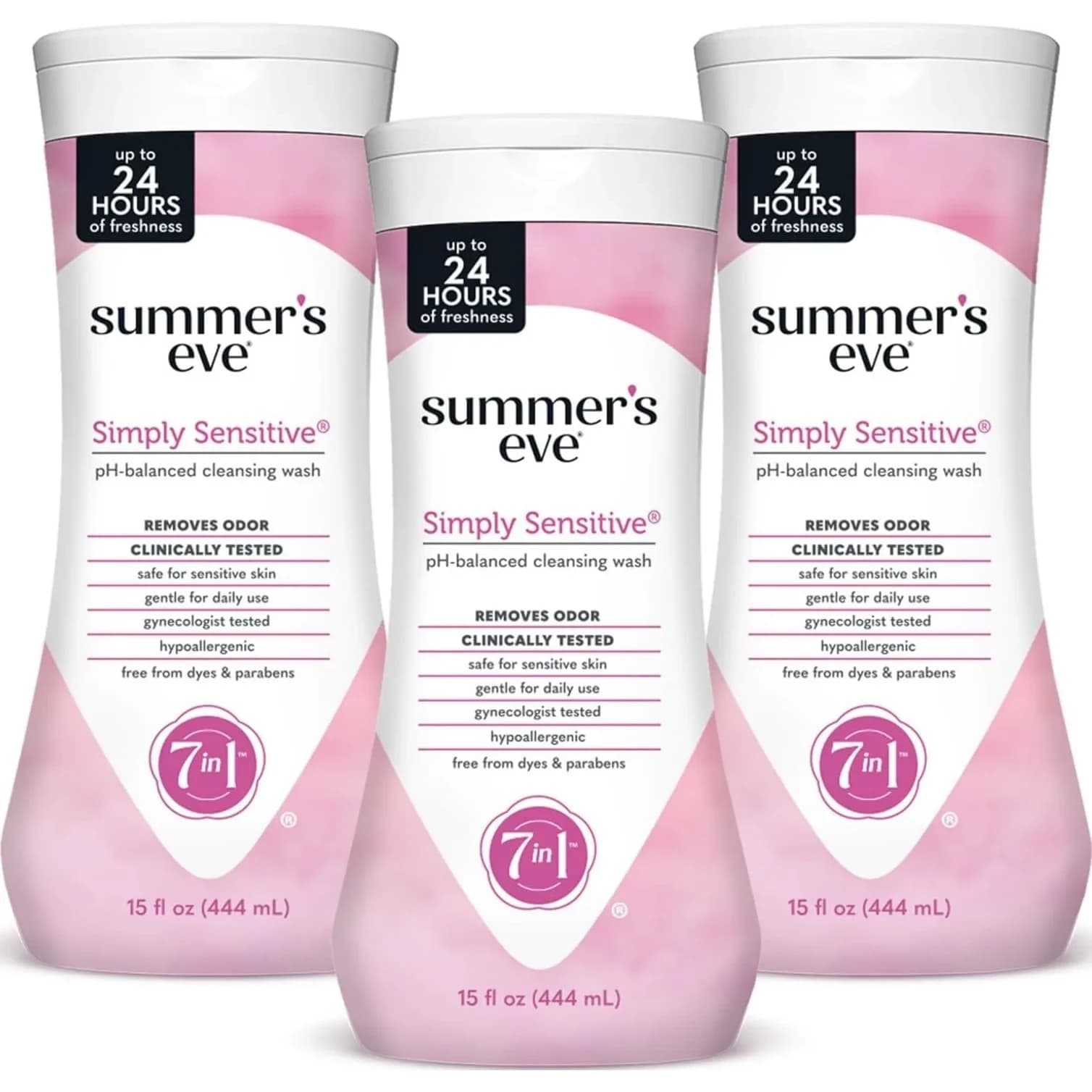 Summer's Eve Simply Sensitive Daily Feminine Wash 450ml (15 Fl Oz) 3-Pack | pH-Balanced for Gentle Cleansing