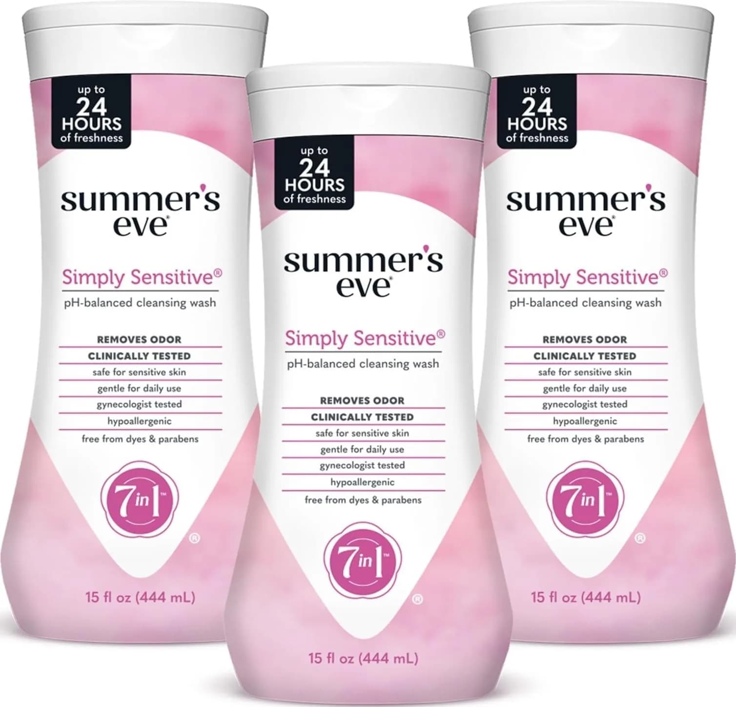 Summer's Eve Simply Sensitive Daily Feminine Wash 450ml (15 Fl Oz) 3-Pack | pH-Balanced for Gentle Cleansing — 3-Pack