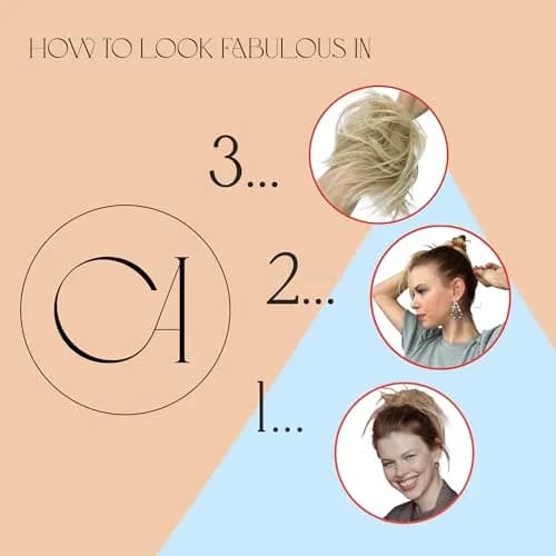 CAISHA Synthetic Scrunchie Donut Hair Piece Updo Brown Blond Mix G32E | Heat-Resistant, Washable, Real-Hair Feel thumbnail 4