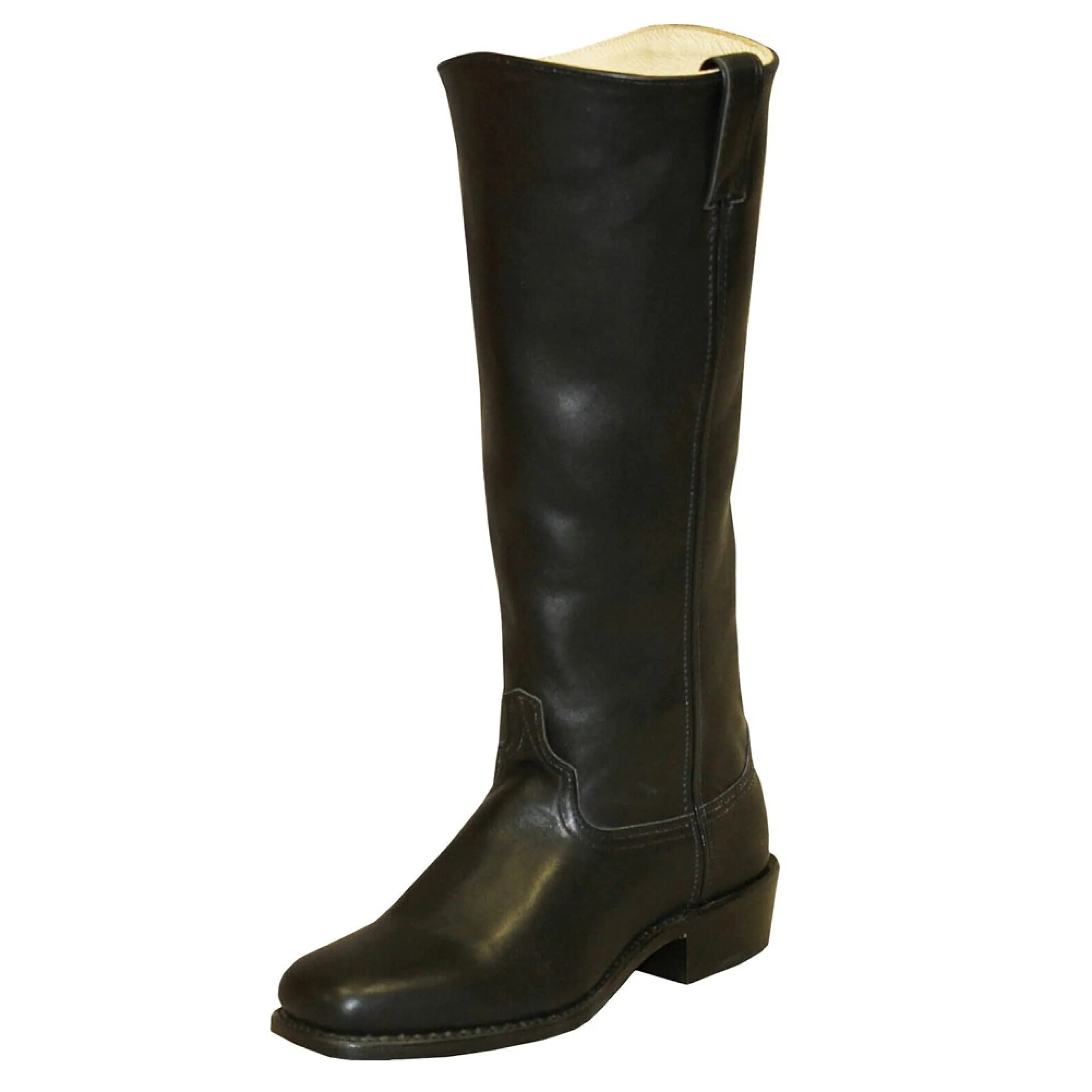 Abilene Men's Leather Cowboy Boots Broad Square Toe 16" Shaft Wide Size 12 — Black / 10 Wide