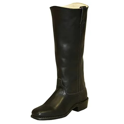 Abilene Men's Leather Cowboy Boots Broad Square Toe 16" Shaft Black Wide thumbnail 1