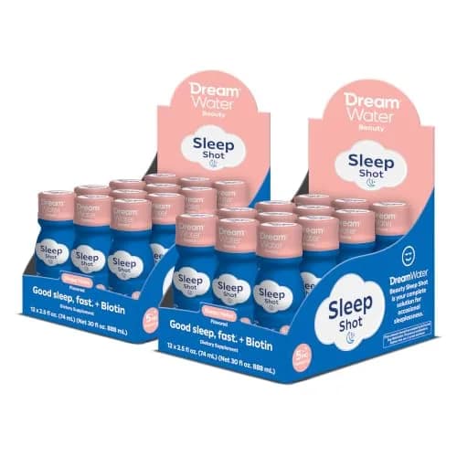 Dream Water Beauty Sleep Aid Drink Supplement; Melatonin 5mg, GABA, 5-HTP, Plus Biotin for Healthy Skin, Hair and Nails; 2.5 oz Liquid Sleep Shots, Sleepy Melon 24-Count | Supports Restful Sleep & Skin Health thumbnail 1