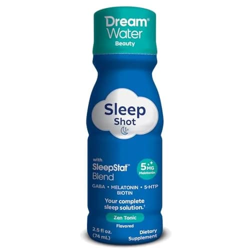 Dream Water Beauty Sleep Aid Drink Supplement; Melatonin 5mg, GABA, 5-HTP, Plus Biotin for Healthy Skin, Hair and Nails; 2.5 oz Liquid Sleep Shots, Sleepy Melon 24-Count | Supports Restful Sleep & Skin Health thumbnail 2