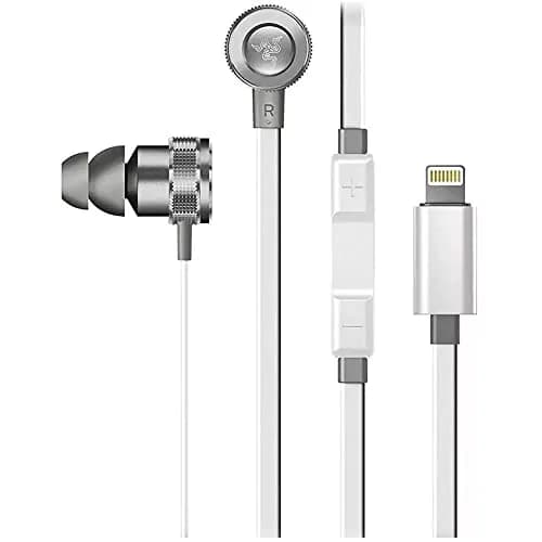 Razer Hammerhead Earbuds for iOS: DAC - Custom-Tuned Dual-Driver Technology - Aluminum Frame - Lightning Connector - Mercury White thumbnail 1
