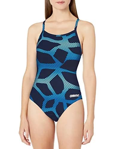 ARENA Spider Light Drop Back MaxLife One Piece Swimsuit, Navy - Navy, 26 | Chlorine-Resistant, Comfortable Fit thumbnail 1