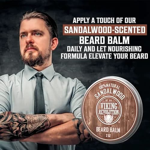 Viking Revolution Sandalwood Beard Balm - Beard Butter for Men, 50ml (1.7 Fl Oz) | Tames & Softens Beard thumbnail 6