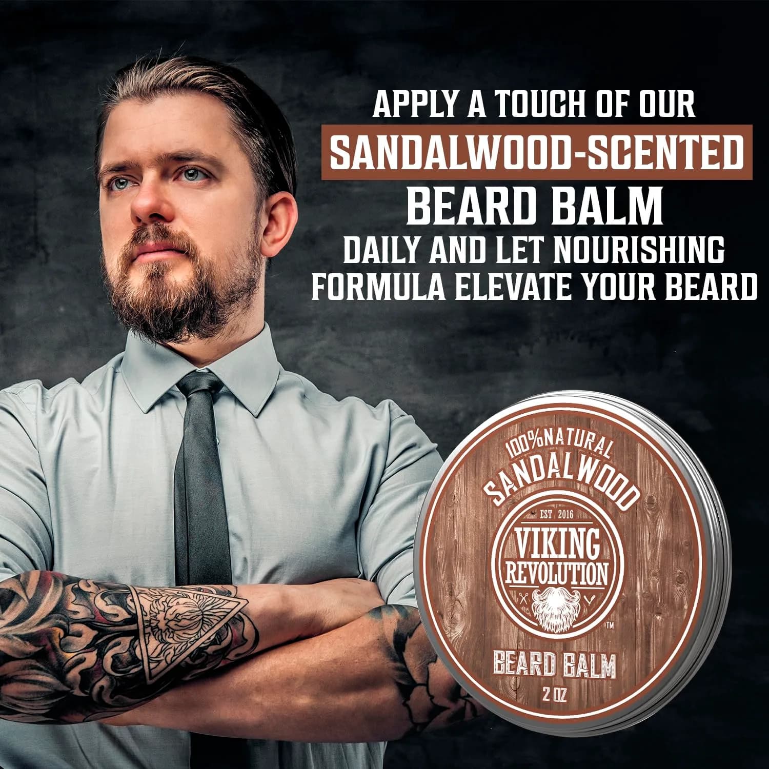 Viking Revolution Sandalwood Beard Balm - Beard Butter for Men, 50ml (1.7 Fl Oz) | Tames & Softens Beard - view 6