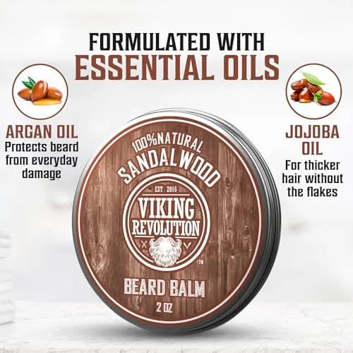 Viking Revolution Sandalwood Beard Balm - Beard Butter for Men, 50ml (1.7 Fl Oz) | Tames & Softens Beard thumbnail 3