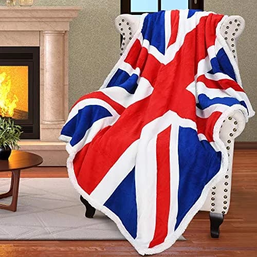 Catalonia Union Jack Blanket 50x60 inch | British Flag Cozy Fleece Throw for Home & Gifts thumbnail 1